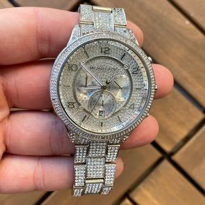 Michael Kors Women's Chronograph Ritz Stainless Steel Pavé Bracelet Watch 41mm